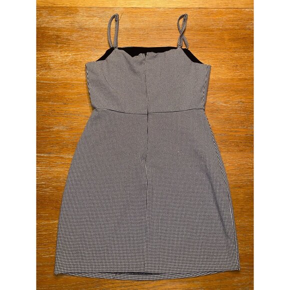 Houndstooth Spaghetti Strap Dress With Fitted Bodice & A-Line Skirt In Black & W - Picture 3 of 3